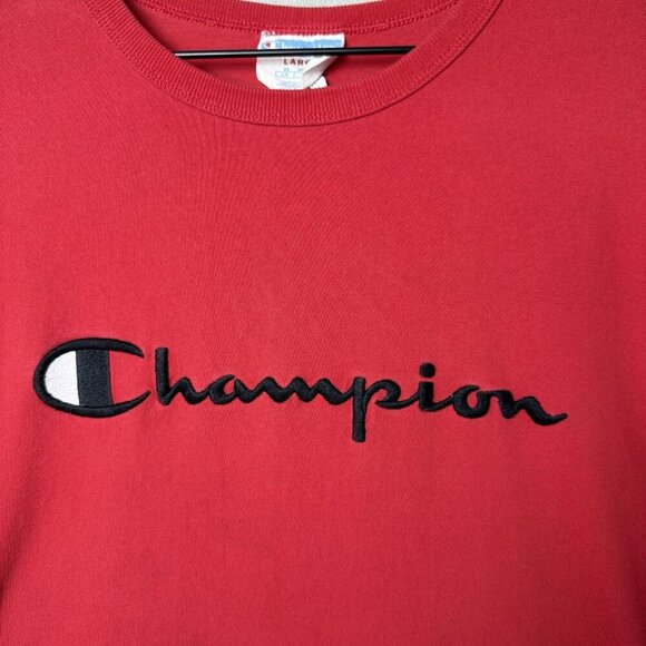 Champion Men's Classic Graphic Jersey Script T-Shirt Size L Scarlet Red - Picture 5 of 12